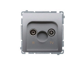 Zásuvka anténní SIMON BMZAK10/1.01/43, R+TV koncová, 1xvstup: 5-862MHz, stříbrná