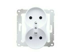 Zásuvka SIMON DGZ2MZN.01/11, 2 násobná (přístroj s krytem), se clonkami, pro rámečky Nature, bílá