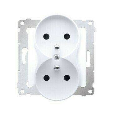 Zásuvka SIMON DGZ2MZN.01/11, 2 násobná (přístroj s krytem), se clonkami, pro rámečky Nature, bílá