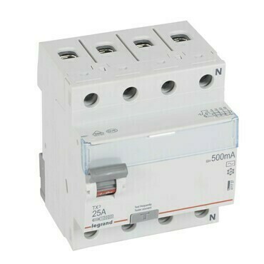 Chránič čtyřpolový LEGRAND 411737 TX3 CHRÁN. 4P 25A 500MA AC