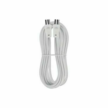 Kabel anténní EMOS S30500, koaxiální, PVC, IEC vidlice/IEC zásuvka, stíněný, přímý, bílý, 5m