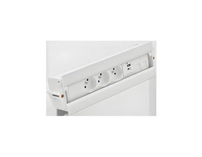 Mediaport Spinner SIMON 480 48610E30BK00000-33, 3x230V+USB nab.+kryt 2xRJ45, přip. konekt., bílá