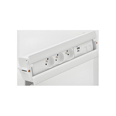 Mediaport Spinner SIMON 480 48610E30BK00000-33, 3x230V+USB nab.+kryt 2xRJ45, přip. konekt., bílá