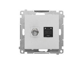 Zásuvka anténní SIMON TASFRJ45.01/143, typ „F”+datová RJ45 kat. 6, hliníková matná