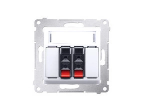 Zásuvka reproduktorová SIMON DGL32.01/11, 2 násobná s popisným polem (přístroj s krytem), bílá