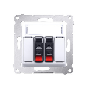 Zásuvka reproduktorová SIMON DGL32.01/11, 2 násobná s popisným polem (přístroj s krytem), bílá