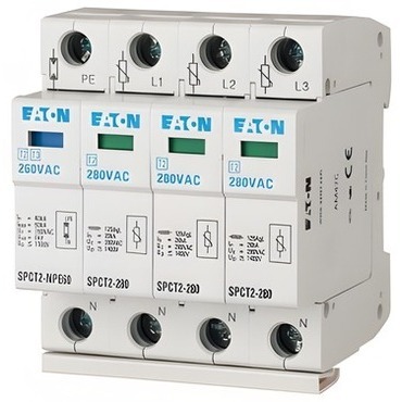 EATON 167620 SPCT2-280-3+NPE Svodič přepětí třídy T2 (II, C), modulový, TN-S,TT; 3+Npól, Un=280V