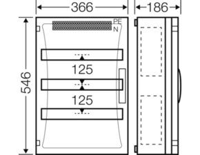 HEN FP 1418 Jističová skříň 3x 17 modulů, se svorkovnicí PE/N, s bočními stěnami