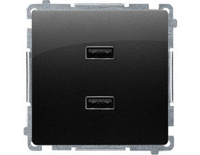 SIMON BMC2USB.01/49 dvojnásobná USB nabíječka (strojek s krytem) 2.1 A, 5V DC, 230V; černá matná