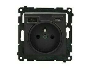 SIMON TGZ1ZUSB2CA.01/149 Zásuvka silová 1 typ E s 2 USB nabíječkou typ A+C, 16 A/250 V~, šroubové, č