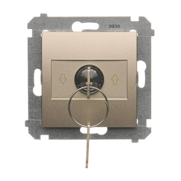 SIMON 54 DWZK.01/44 Spínač jednopólový žaluziový na klíč, (strojek s krytem)3-polohový "I-0-II" (str