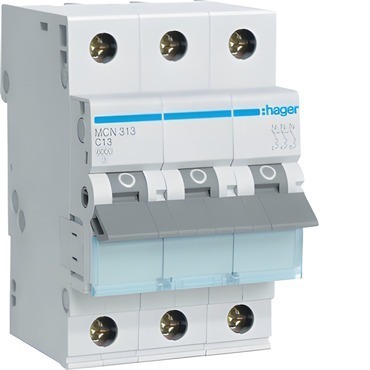 Jistič třípolový HAGER MCN313 3 pól. 13A, char.C, 6 kA