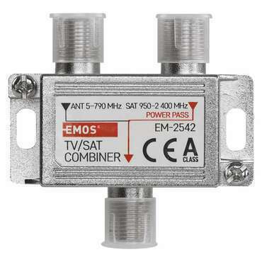 Slučovač anténní EMOS J0198, 2x vstup, 1x výstup, F konektor