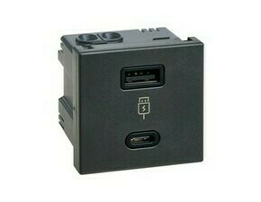 SIMON K126F/14 Ładowarka USB A+C 3,1A; 5 V;  Szybkie Ładowanie; 45x45 mm; grafit