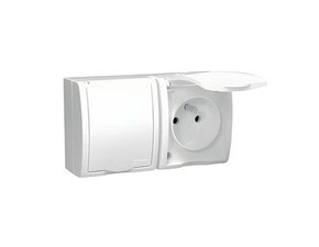 Zásuvka SIMON AQUARIUS AQGZ1-2/11, 2 nás., IP54, 16A/250V~, šr. sv., bílá