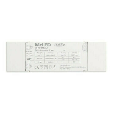 MC LED Napájecí zdroj 30W, DC 24V, IP20, řízení DALI2 a tlačítko, 1 CH, DT6