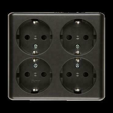 Zásuvka Schuko SIMON EGSZ4SNZ/48, 4 nás., cl., na om., bezšr. sv., antracitová metalíza