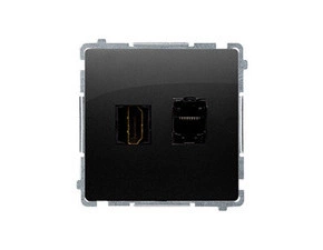 SIMON BMGHRJ45.01/49 Zásuvka HDMI + počítačová zásuvka RJ45 kat.6, (strojek s krytem) černá matná