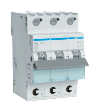 Jistič třípolový HAGER MCS320 3 pól. 20A, char.C, 6 kA, bezšroubové svorky