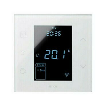 Termostat SIMON 100 10000811-130, iO s vněj. čidl., kompl. verze, monoblok do 1-nás. kr., bílá