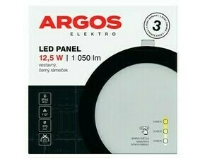 ARGOS LED panel vestavný, kruh 12,5W 1050LM IP20 CCT - Černá