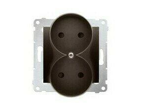 Zásuvka SIMON DG2MZN.01/46, 2 násobná, bez uzemnění, se clonkami, hnědá metalizovaná
