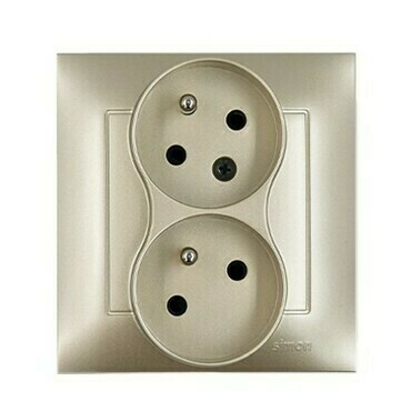 Zásuvka SIMON DGZ2TS/48, 2násobná, s uzemněním, pootočená, šroubové svorky, antracitová metalizovaná