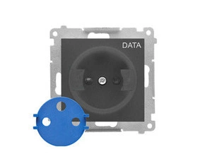 Zásuvka SIMON TGD1CZ.01/116, 1 nás., DATA s klíčem, 16A/250V~, bezšr. sv., grafit mat