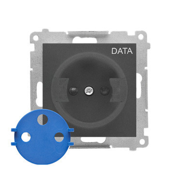 Zásuvka SIMON TGD1CZ.01/116, 1 nás., DATA s klíčem, 16A/250V~, bezšr. sv., grafit mat