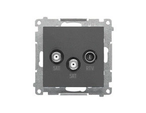 Zásuvka anténní SIMON TASK2.01/116, SAT+SAT+RTV koncová, 2x vstup: 5 MHz÷2, 4 GHz, grafitová matná