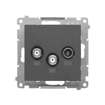 Zásuvka anténní SIMON TASK2.01/116, SAT+SAT+RTV koncová, 2x vstup: 5 MHz÷2, 4 GHz, grafitová matná