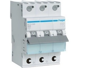 Jistič třípolový HAGER MCS306 3 pól. 6A, char.C, 6 kA, bezšroubové svorky