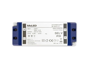 LED driver napěťový MC LED 40W, DC 24V/1,65A, IP20, plastové provedení se svorkovnicí