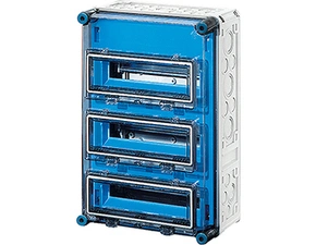 HEN Mi 1333 Jističová rozvodnice IP 65, prostor na 36 modulů ve 3 řadách, s odklápěcími okénky a se