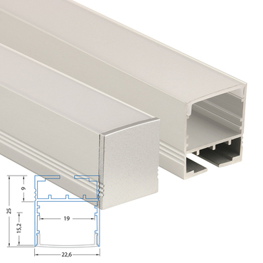 Profil závěsný MC LED ZN, 23x25mm, vč. mléčného difuzoru, 2m