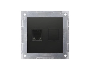 Zásuvka telefonní SIMON 54 DT1.01/49, RJ12, 1 násobná (přístroj s krytem), černá matná metalizovaná
