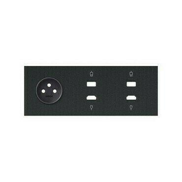 Sestava 3 násobná: 1 zásuvka+2 HDMI+1 USB, černá matná
