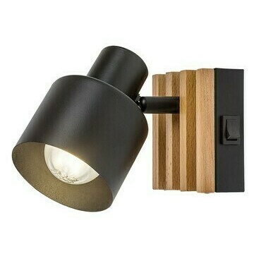 Bodové svítidlo Noxelle matná černá/dub E14 1×10W RABALUX 73420