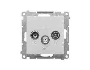 Zásuvka anténní SIMON TASK.01/143, R+TV+SAT koncová, 1x vstup: 5 MHz÷2, 4 GHz, hliníková matná