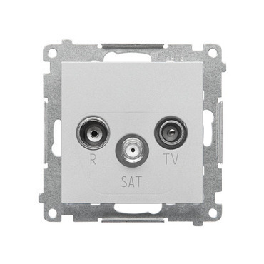 Zásuvka anténní SIMON TASK.01/143, R+TV+SAT koncová, 1x vstup: 5 MHz÷2, 4 GHz, hliníková matná