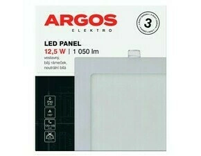 LED svítidlo vestavné ARGOS 12,5W, 1050lm, IP40/20, NW, čtvercové, bílé