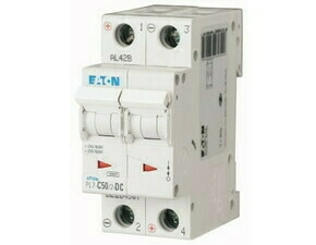 Jistič dvoupolový EATON 264907 PL7-C50/2-DC PL7-DC, char. C, 2-pólový, Icn=10kA, In=50A