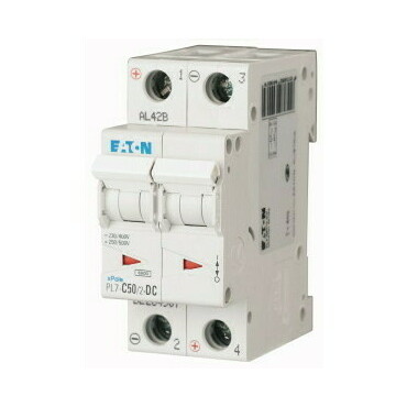 Jistič dvoupolový EATON 264907 PL7-C50/2-DC PL7-DC, char. C, 2-pólový, Icn=10kA, In=50A
