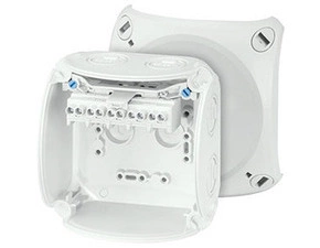 HEN KF 0404 G Krabicová rozvodka pro nechráněné venkovní instalace, šedá, s předlisy, s 5 pólovou sv