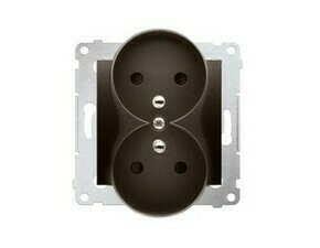 Zásuvka SIMON DGZ2MZ.01/46, 2 násobná, se clonkami, pro rámečky Premium, hnědá metalizovaná
