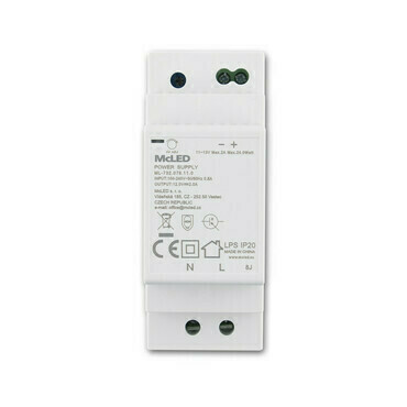LED driver napěťový MC LED 24W, DC 12V/2A, IP20, na DIN lištu