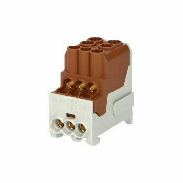 EL 1003200 Blok pro rozdělení fází UVB 100 L B, 1pól., 101A, 1000V, hnědý, na DIN (bal.3)