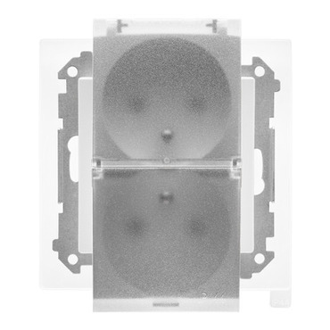Zásuvka SIMON TGZ2BMCZ.01/114A, 1 násobná, IP44, s těsněním, průhledné víčko, světle šedá matná