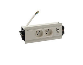 SIMON 48530E20B000000-33 Mediaport Indesk: 2x 250 V typ E + USB nabíječka (typ C) kabel bílá :5025