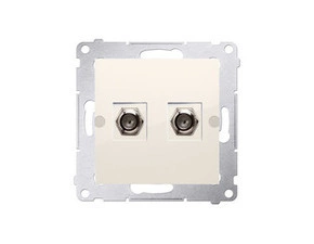 Zásuvka anténní SIMON DASF2.01/41, 2 násobná typ „F”, pro jednotlivé instalace, krémová